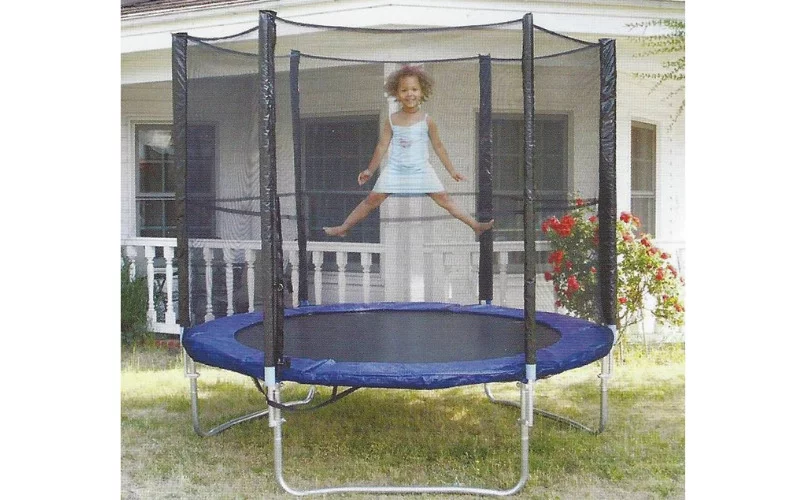 Caged trampoline
