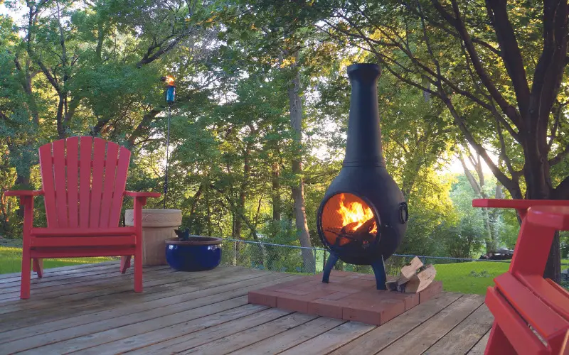 Chiminea on Decking